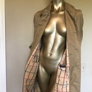 Burberrys' tan overcoat with nova check lining
